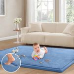 Baby Play Mat Nursery Rug - 6’7” X 4’11” Memory Foam Area Rug Soft Padded Carpet - 1" Thick Playmat for Babies, Toddlers, Infants, Kids - Crawling Mat Used Rugs for Living Room with Non-Slip (Navy)