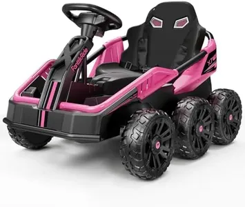 FanttikRide 24V Ride on Toys for Big Kids, 6 Eva Wheels UTV, 4x75W 5.9MPH Powerful Electric Car, 4WD/2WD Switch, Parent Remote, 4 Shock Absorbers, Ideal Gift for Kids Ages 3+, MER-X Pro Pink