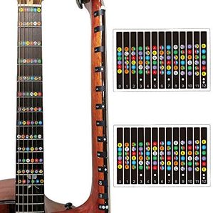 Koldot Guitar Fretboard Stickers Fret Stickers for Acoustic Guitar Bass Guitar Note Stickers Chord Stickers Fret Map Sticker for Kids Beginner Learning 2PC