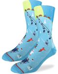 Good Luck Sock Men's Skiing Crew Socks - Blue, Adult Shoe size 8-13