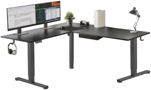 Mount-It! L Shaped Standing Desk - Extra Large 75" x 63" Electric Corner Standing Desk, Height Adjustable with Smooth Ergonomic Height from 28.3" to 46.5", 3 Memory Settings, Solid Steel Frame, Black