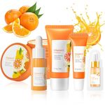 FEXPDL 4pcs Skin Care For Teenage Girls Sets Vitamin C Serum For Face Skin Care Sets Vitamin C Serum Skin Care Sets Includes Facial Cleanser, 2 Essences, Eye Cream, Face Cream For All Skin Types