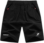 TEMPEST Women's Regular Fit Sports Shorts with Zip Pocket | Quick Dry Technology (Large, Black)