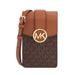 MICHAEL KORS Carmen Small Logo Smartphone Crossbody Bag (Brown) 35S2GNMC5B-847