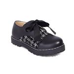 CosyFever Womens DC433 Platform Lace Up Flat Black Microfiber Flats - 2.5 UK