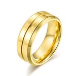 Banemi Mens Memorial Rings, Men's Ring Titanium Steel Gold Mens Wedding Bands Size X 1/2