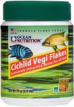 Ocean Nutrition Cichlid Vegi Formula Flake Fish Food - Natural Ingredient Fish Food Flakes for All Fish - Supports Health & Coloration, Does Not Cloud Water, Made in USA, 2.5 oz (70 g)