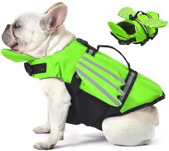 Petglad Wings Dog Life Jacket Adjustable Dog Life Vest with Chin Float Reflective Stripes and Rescue Handles, High Buoyancy Puppy Swim Float Vest for Small Medium Large Dogs (Green, XS)