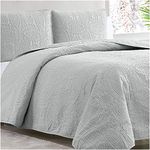 Mellanni Bedspread Coverlet Set - King Bedding Cover with Shams - Ultrasonic Quilting Technology - 3 Piece Oversized King Size Quilt Set - Bedspreads & Coverlets (King, Light Gray)