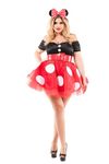 Party King Women's Plus Size Coquette Mouse Costume, Red/Black, 2X-Large
