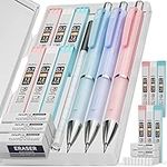 Nicpro 3 PCS Pastel Mechanical Pencil 0.7 mm for School, with 6 tubes HB Lead Refills, Erasers, Eraser Refills For Student Writing, Drawing, Sketching, Blue & Pink & violet Colors - Come with Case