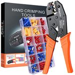 Insulated Wire Terminal Crimping Tool Kit, Preciva 0.5-6mm² Ratchet Crimping Plier, Cable Lug Pliers Electrician Crimping Tool Set with 350 Insulated Butt Bullet Spade Ring Crimp Connectors