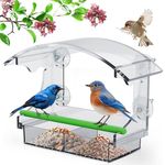 Window Bird Feeders with 4 Strong Suction Cups, Bird Feeders for Small Birds, Bird Feeder with Removable Seed Tray for Bird Watching, Unique Gardening Gifts