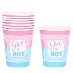 Rozi Decoration It’s a Girl or It’s a Boy Theme Baby Shower Disposal Paper Cups Set of 16 Pcs Baby Shower Decoration Items Its a Boy and Its a Girl Decorations