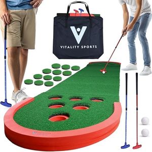 Golf Pong Putting Game Set with 2 Putters 2 Balls, 10 Feet Battle Putt Golf Game Putting Green Mat for Adults, Indoor Outdoor Backyard Party Practice Training Aid