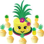 LaVenty 26 PCS Glitter Pineapple Cake Topper Pineapple Cake Decoration Hawaiian Party Pineapple Cupcake Toppers Picks Donut Toppers for Luau Bridal Shower Tropical Summer Party Cake Decoration