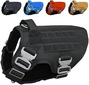 Tactical Dog Harness with 4 Metal Buckles, Waterproof; bite-Proof Military Grade Dog Vest, Stop pulls but Does not Choke Neck, Great with Prevents Escapes, Heavy-Duty Dog Harness for Extra Large Dogs