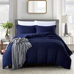 Home Beyond & HB design - 3 Piece Duvet Cover Set, 1 Duvet Cover with Zipper Closure Corner Ties Plus 2 Pillow Shams, Ultra Soft Lightweight Brushed Microfiber - Queen or Full or Double Size, Navy