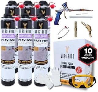 Vega Bond SF001 6-Packs with Gun, Premium Single Component, Self Expanding, Purplecoat Closed Cell Insulation Spray Foam, 29 oz w/ 5.66 R-Value, Acoustic Spray(120 Board Feet Coverage)