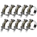 PEROMI 10Pack T Bolt Hose Clamp 46-52mm for 1.5" Hose ID, Stainless Steel Radiator Heavy Duty Hose Clamp Intake Clamp