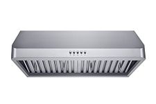 Winflo 30 In. Ducted Stainless Steel Under Cabinet Range Hood with Stainless Steel Baffle Filters and Push Button Control