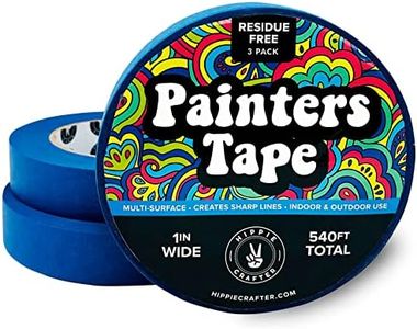 HIPPIE CRAFTER Blue Painters Tape 1 Inch Wide 3 Pack for Painting 1" Thick X 60 Yds Masking Removable Bulk Paint Pattern Walls 180 Yards Total