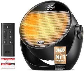 Dreo Heizlüfter Energiesparend Klein, Leiser 1500W Tragbar Heizlüfter mit Fernbedienung, Thermostat, 60° Neigbar, 8 Sicherheitsfunktionen, PTC-Keramik,12-Std-Timer, 3 Modus 3 Geschwindigkeit, Schwarz