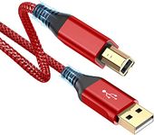 rts High Speed USB Printer Cable (2M 6.6 Feet) Nylon Braided USB 2.0 Printer Cable USB-A to USB-B Cable, Scanner Printer Cord for HP Canon Dell Epson Brother Lexmark Xerox Samsung Piano DAC & More-Red