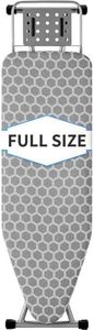 Full Size Ironing Board 57" L X15 W, Large Wide Sturdy Ironing Board with Iron Rest, Foldable Adjustable Iron Board with Heat Resistant Cover, Enhanced Stability (Silver Gray)