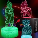 Thcohee Lampe 3D Goku 3-in-1 LED Illusion Nightlight,Remote Control16Colours Change LED Illusion Lamp and Art Deco Lamp,for Boy Girl Room Decorate Birthday Gift Christmas.