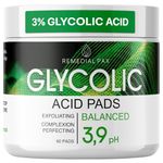 Glycolic Acid Resurfacing Pads for Face and Body - Exfoliating Facial Peel - Vitamins B5 C E, Green Tea - Dark Spot Blackhead Remover, Pore Minimizer Treatment – 60 Pre-Moistened Cotton Pads for Face Cleansing and Peeling