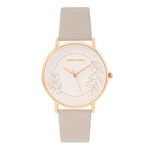 Joker & Witch Heather White Dial Beige Faux Leather Analogue Watch for Women