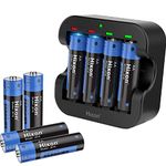 Rechargeable AA Batteries with Charger,Hixon 3500mWh High-Capacity AA Rechargeable Battery,Constant 1.5V Rechargeable Double A,1600 Cycle Lithium Batteies AA Rechargeable,Max 3A Current[8AA+1Charger]