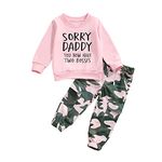 Toddler Baby Daddys Girl 2 Piece Outfits Long Sleeve Letter Print Sweatshirt & Pants Fall Winter Baby Clothes (Pink camouflage, 6-12 Months)