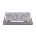 Damara Womens Simple Pleated Satin Clutch Evening Bag,Grey