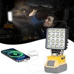 Cordless LED Work Light for Dewalt 18v 20v Battery, 48W 4800Lumens Underhood Work Light with USB & Type-C Charging Port for Dewalt 20v Tools, Workshop, Garage, Jobsite，Car Repairing