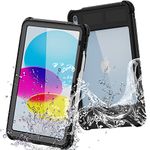 TECHGEAR Waterproof Case for iPad 10 2022 10.9" (10th Generation) [Poseidon Case] Slim Rugged Armour Shockproof Waterproof Case with Built-in Screen Protector + Swivel Stand/Hand Strap & Neck Strap