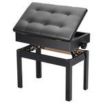 Youyijia Piano Stool Piano Bench Dressing Table Stool Height Adjustable Keyboard Piano Bench with storage With Under Seat Storage Unit Soft Faux Leather Padded Seat