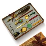 Joyeee Quill Pen and Ink Set, 16 Piece Antique Calligraphy Writing Dip Pen & Wax Seal Stamp Kit with Retro Gift Box, Handwriting Lovers and Calligraphy Lover Holiday & Birthday Gift Idea #80