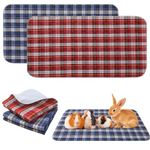 Scenereal Guinea Pig Cage Liner 2 Pcs, Reusable Washable Plaid Small Animal Bedding, Non-slip Fast Absorbent Waterproof Hamster Pads, Puppy Kitten Whelping Mats for Chinchillas Rabbits Bunny