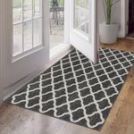 SHACOS Large Doormat Indoor Outdoor 4x6 ft Door Mat Non Slip Waterproof Backing Entry Rug Washable Dirt Trapper Floor Carpet Mat for Entryway Kitchen Garage, Black