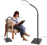 Delixike Magnifying Glass with Light and Stand,Hands Free Magnifying Lamp with Flexible Gooseneck,Dimmable Magnifier for Reading Repair Close Work Craft