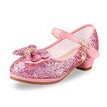 Little Girls Princess Shoes Sequins Sweet Bows High Heel Wedding Party Dress Shoes Sandals Size 12 Bright Diamond Christmas Festival Sandals Pink