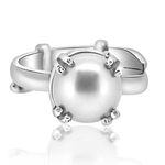 Arihant Gems & Jewels 11.50 Ratti White Pearl (Moti) Adjustable Ring| Natural & Certified | Astrological Gemstone | Positive Effect | Unisex Both for Men & Women