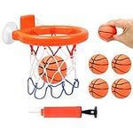 Vicloon Baby Bath Toys, Mini Bath Basketball Hoop for Baby, Bath Toy Fun Basketball Hoop & Ball Set 5 Inflatable Soft Balls Included, Bath Toys Basketball Hoop with Strong Suction Cup and Inflator