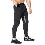 BROKIG Men Stripe Gym Joggers Pants, Causal Slim fit Tapered Workout Training Sweatpants with Zipper Pocket (Large,Black)