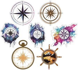 SUPERFINDINGS 7 Styles Compass Car Stickers Mountain Compass Automotive Decals Colorful Compass Bumper Decals Reflective Waterproof Decals for Vehicles Trucks Windows Decoration