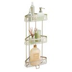 iDesign York Metal Wire Corner Standing Shower Caddy 3-Tier Bath Shelf Baskets for Towels, Soap, Shampoo, Lotion, Accessories, Satin