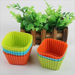 Royals Silicone Square Cupcake Moulds, 12 Pieces, Multicolor, Muffin Mould,Cupcake Mould,Cake Mould, vati Cake Mould,Silicone Cake Mould