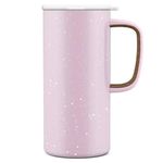 Ello Campy Vacuum Insulated Travel Mug with Leak-Proof Slider Lid and Comfy Carry Handle, Perfect for Coffee or Tea, BPA Free, Pink Satin, 18oz